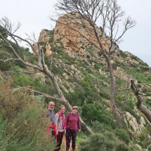 Hermann, Jutta and Marion with Penyal D'Ifac close to the viewpoint Mirador de Carabiners